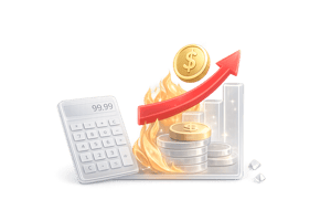  This 3D-styled digital illustration depicts concepts of financial growth and inflation