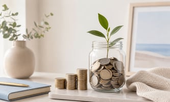 Growing savings plant financial wealth.
